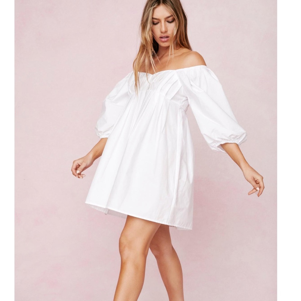 Nasty Gal White Off-Shoulder Mini Dress